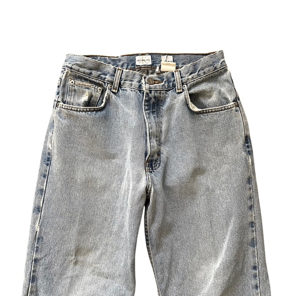 👖 Vintage 90s Calvin Klein Light Wash Tapered Jeans 30 USA Made Unisex - Picture 3 of 10